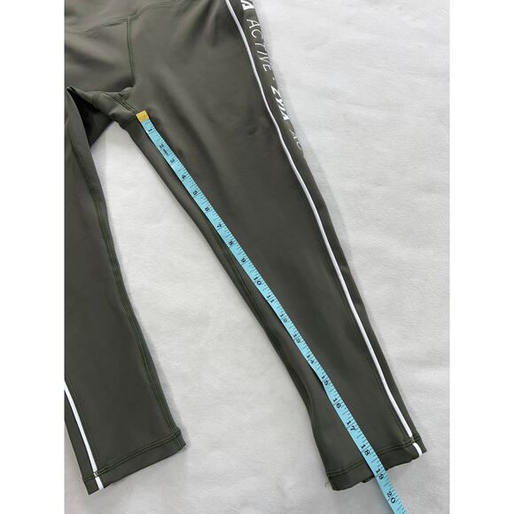 Zyia Active Olive Green Logo Spell Stripe Light N Tight Capri Leggings High Rise - Picture 8 of 9